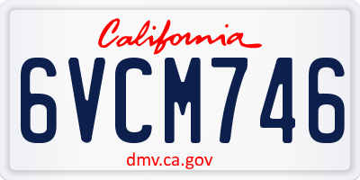 CA license plate 6VCM746