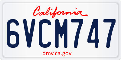 CA license plate 6VCM747