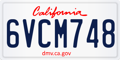 CA license plate 6VCM748