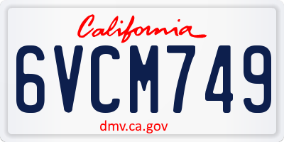 CA license plate 6VCM749
