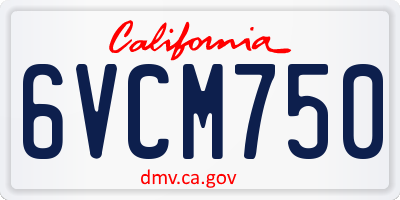 CA license plate 6VCM750