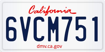 CA license plate 6VCM751