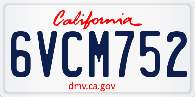 CA license plate 6VCM752