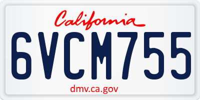 CA license plate 6VCM755