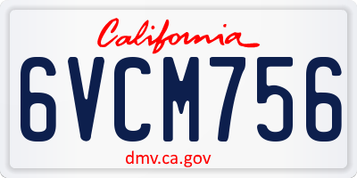 CA license plate 6VCM756