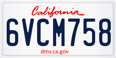 CA license plate 6VCM758