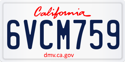 CA license plate 6VCM759