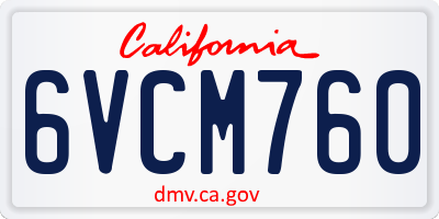 CA license plate 6VCM760
