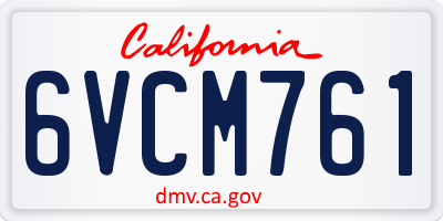 CA license plate 6VCM761