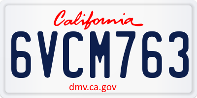 CA license plate 6VCM763