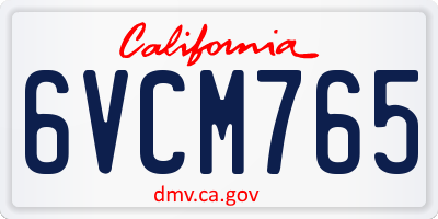 CA license plate 6VCM765