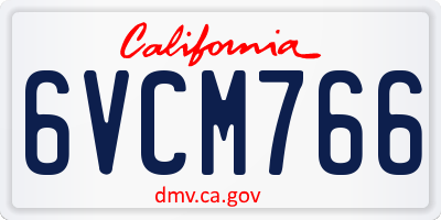 CA license plate 6VCM766