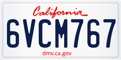 CA license plate 6VCM767