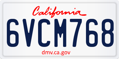 CA license plate 6VCM768