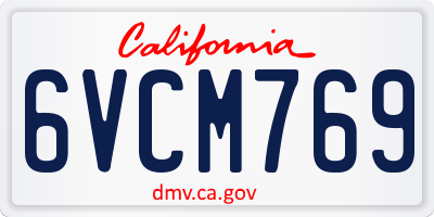 CA license plate 6VCM769