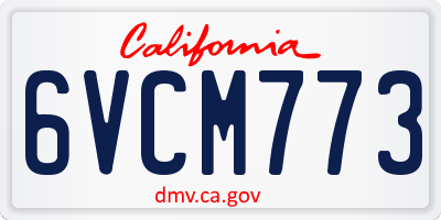 CA license plate 6VCM773