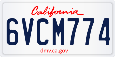 CA license plate 6VCM774