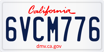 CA license plate 6VCM776