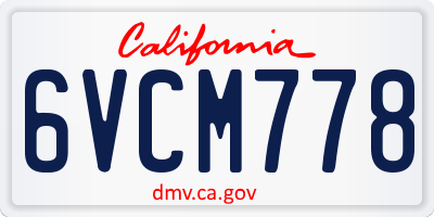 CA license plate 6VCM778