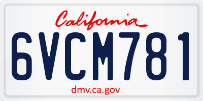 CA license plate 6VCM781