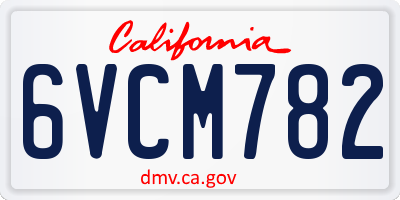 CA license plate 6VCM782