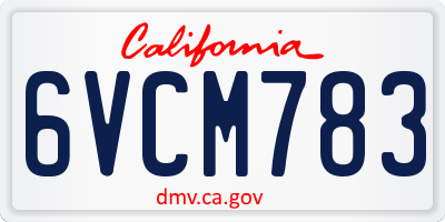 CA license plate 6VCM783