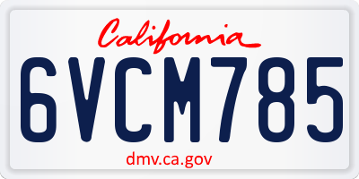 CA license plate 6VCM785