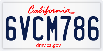 CA license plate 6VCM786