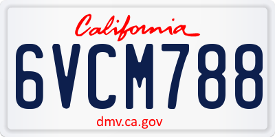 CA license plate 6VCM788
