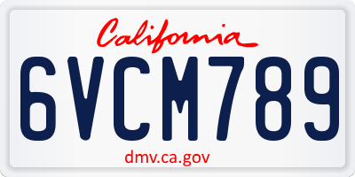 CA license plate 6VCM789