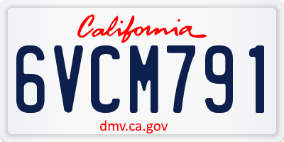 CA license plate 6VCM791