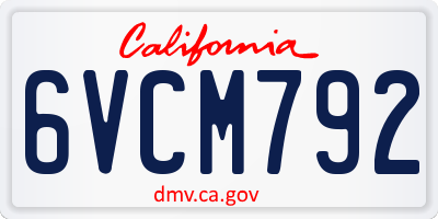 CA license plate 6VCM792