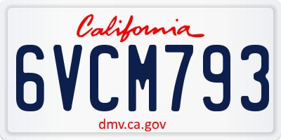 CA license plate 6VCM793