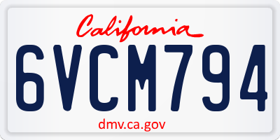 CA license plate 6VCM794