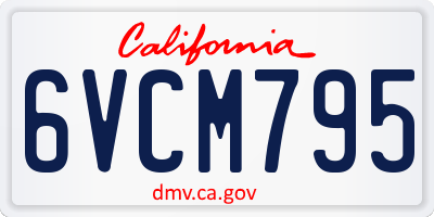 CA license plate 6VCM795