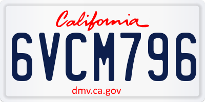 CA license plate 6VCM796