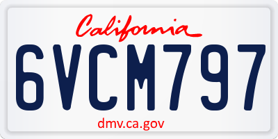 CA license plate 6VCM797
