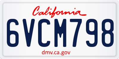 CA license plate 6VCM798
