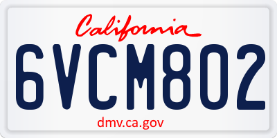 CA license plate 6VCM802