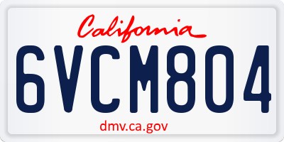 CA license plate 6VCM804