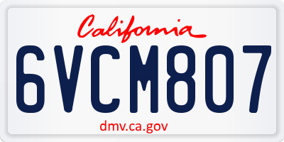 CA license plate 6VCM807