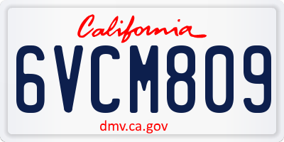 CA license plate 6VCM809