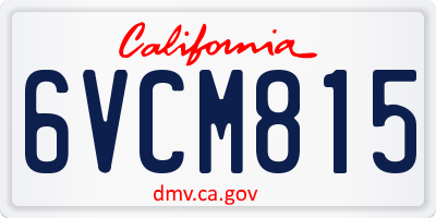 CA license plate 6VCM815