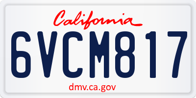 CA license plate 6VCM817