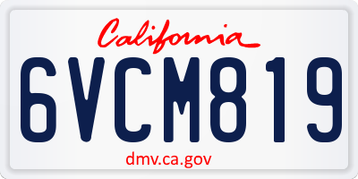 CA license plate 6VCM819