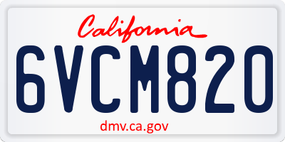 CA license plate 6VCM820