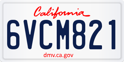 CA license plate 6VCM821