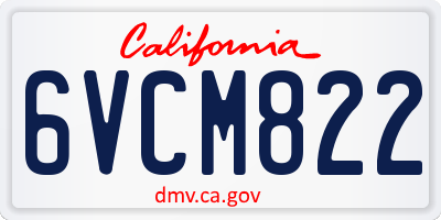 CA license plate 6VCM822