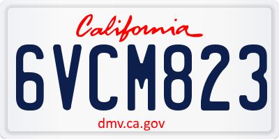 CA license plate 6VCM823