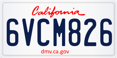 CA license plate 6VCM826
